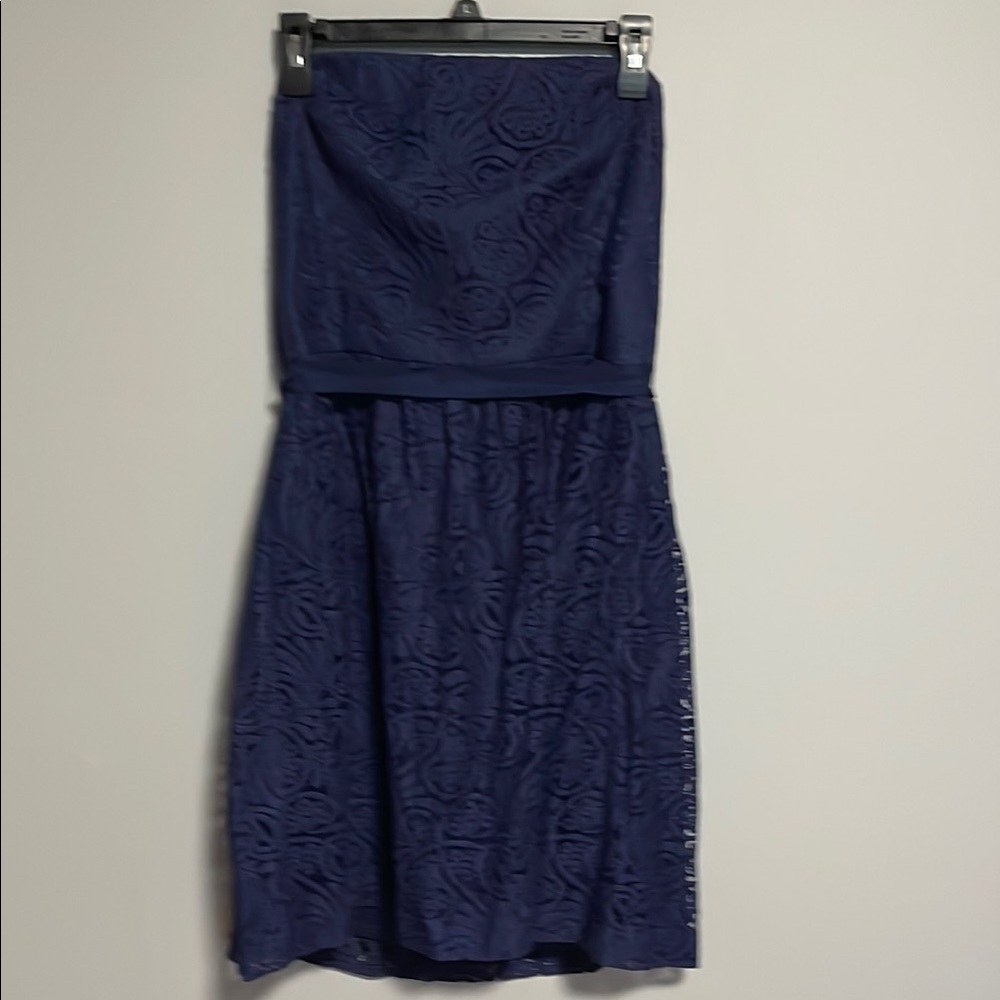 Trina Turk Navy Blue Strapless Lace Cocktail Dress Size 12